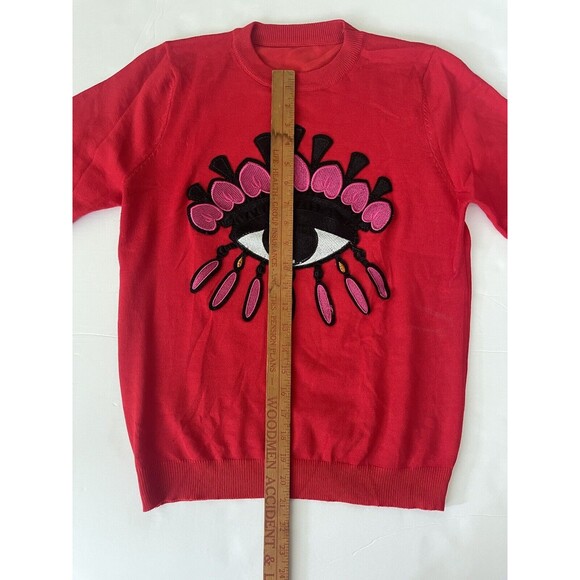 Red Embroidered Eye Motif Sweatshirt And Pants With Pockets Size Small No Tags - Picture 4 of 14